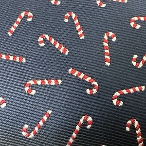 Bespoke Christmas Neck Tie Men's Holiday Party Navy‎ Blue Red Candy Cane